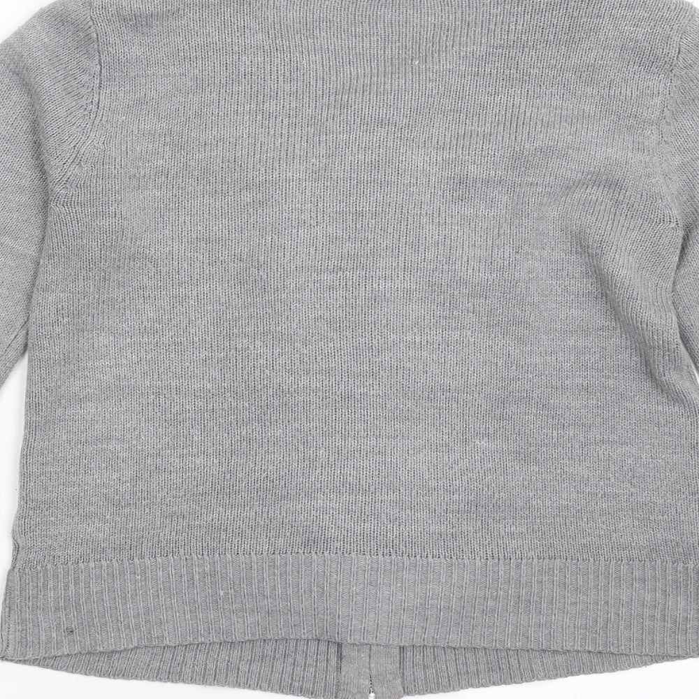 F&F Womens Grey  Knit Full Zip Jumper Size 10  - Military