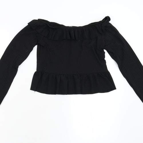LX London Womens Black   Cropped Blouse Size 12