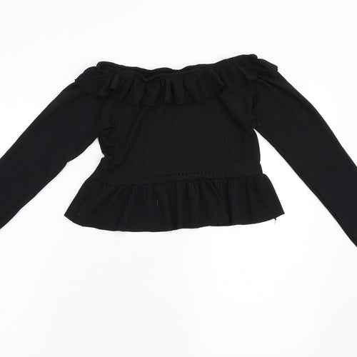 LX London Womens Black   Cropped Blouse Size 12