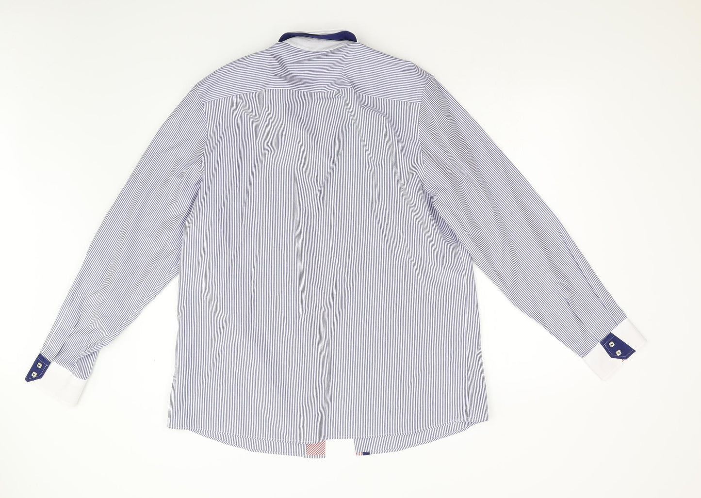 George Mens Blue Striped   Dress Shirt Size L
