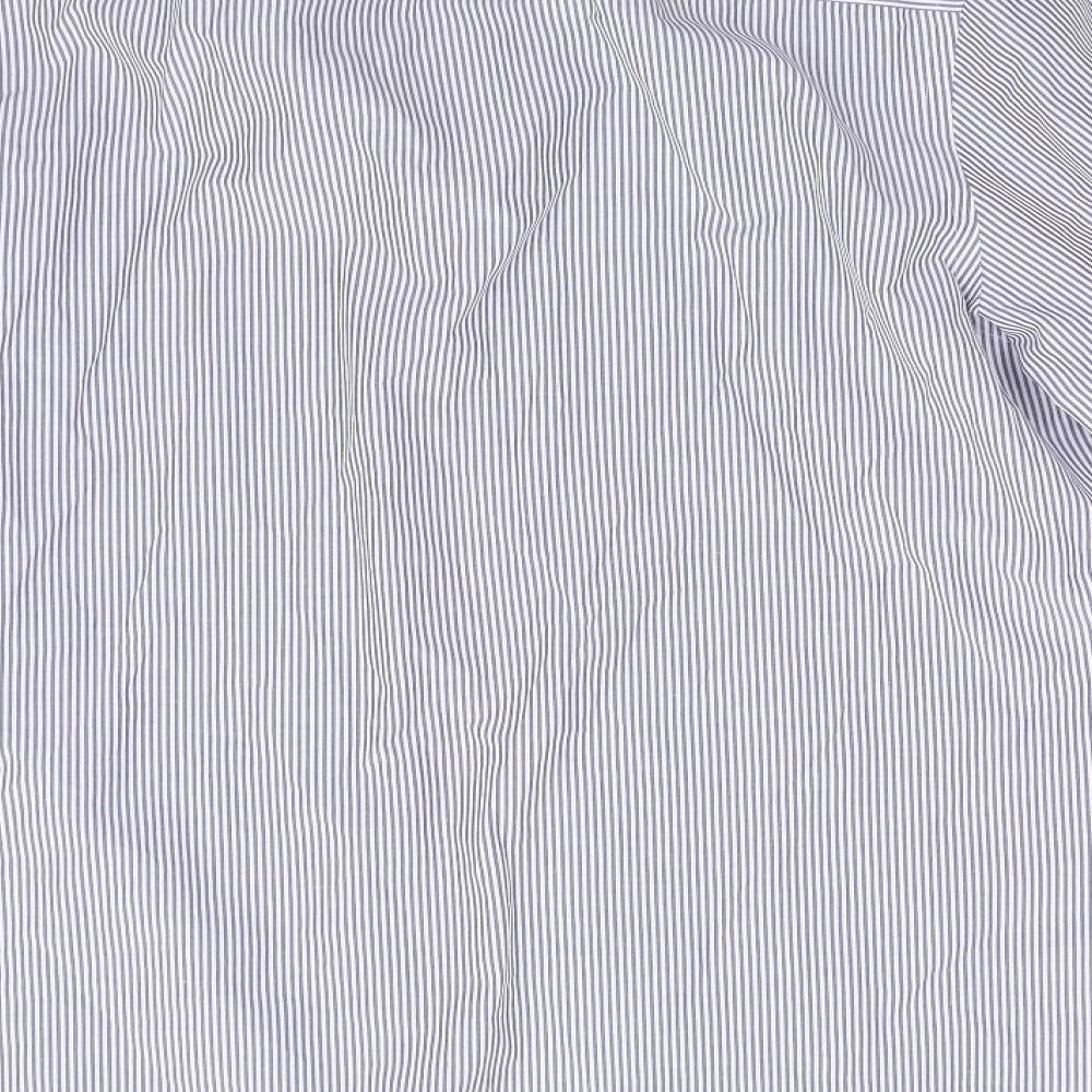 George Mens Blue Striped   Dress Shirt Size L