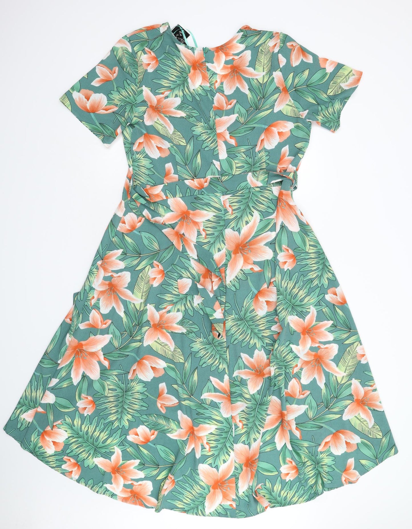 Quiz Womens Green Floral  Fit & Flare  Size 16