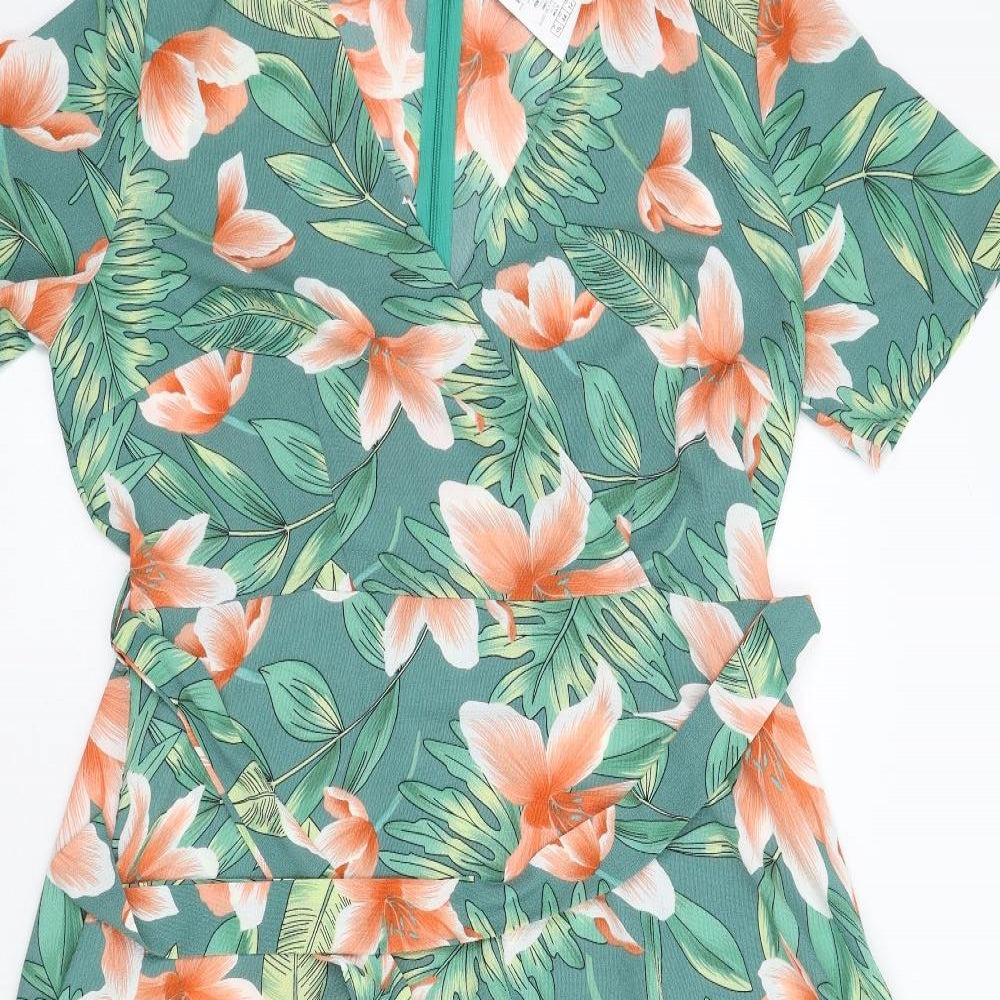 Quiz Womens Green Floral  Fit & Flare  Size 16