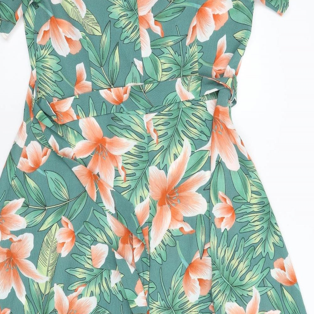 Quiz Womens Green Floral  Fit & Flare  Size 16