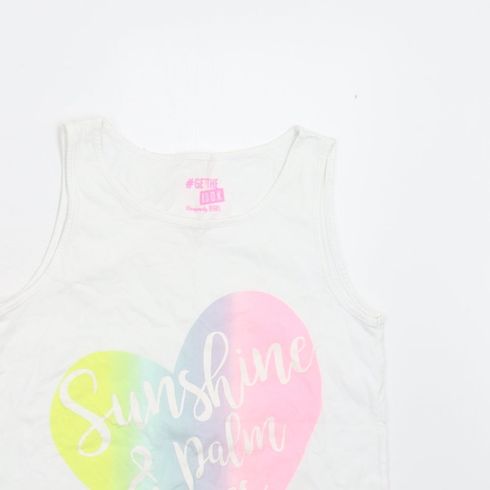 F&F Girls White   Basic T-Shirt Size 13-14 Years