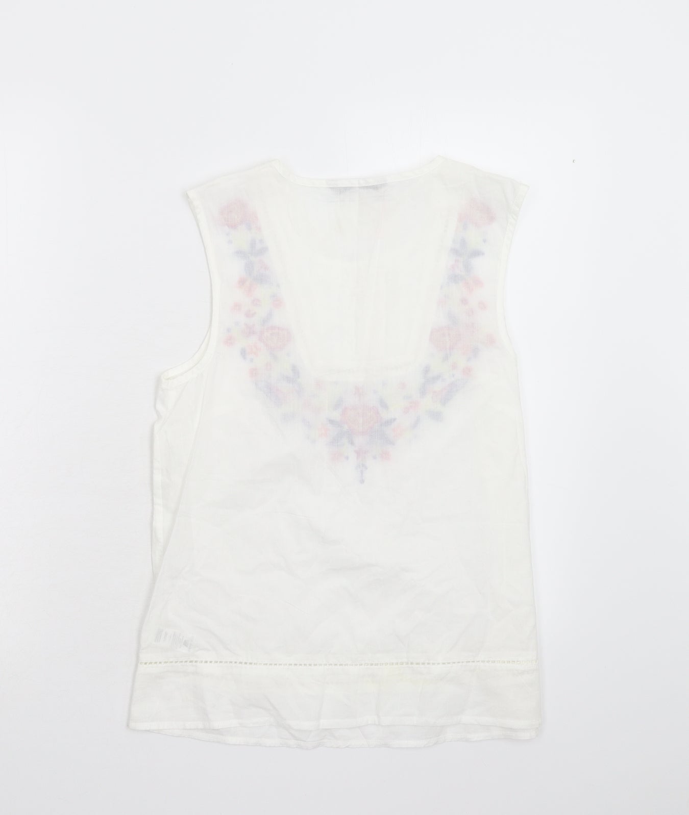 TU Womens White Floral  Basic Tank Size 8