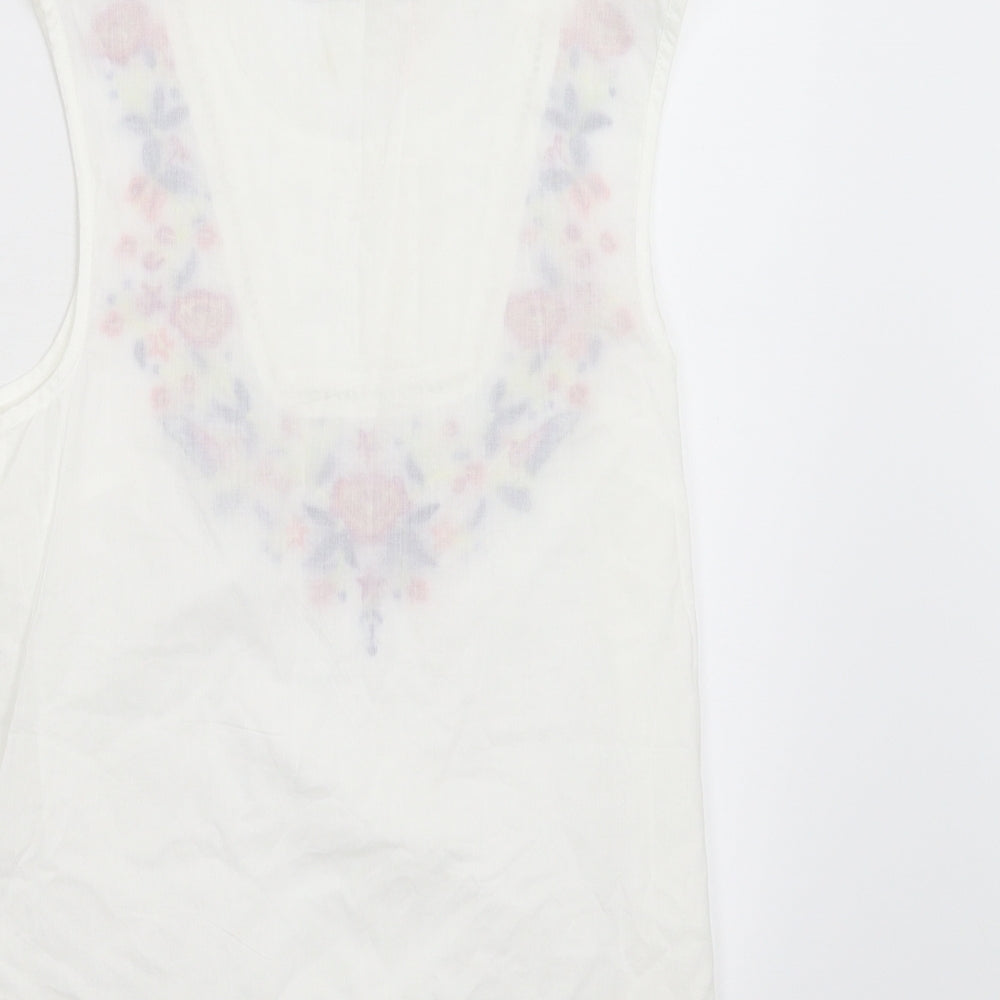 TU Womens White Floral  Basic Tank Size 8
