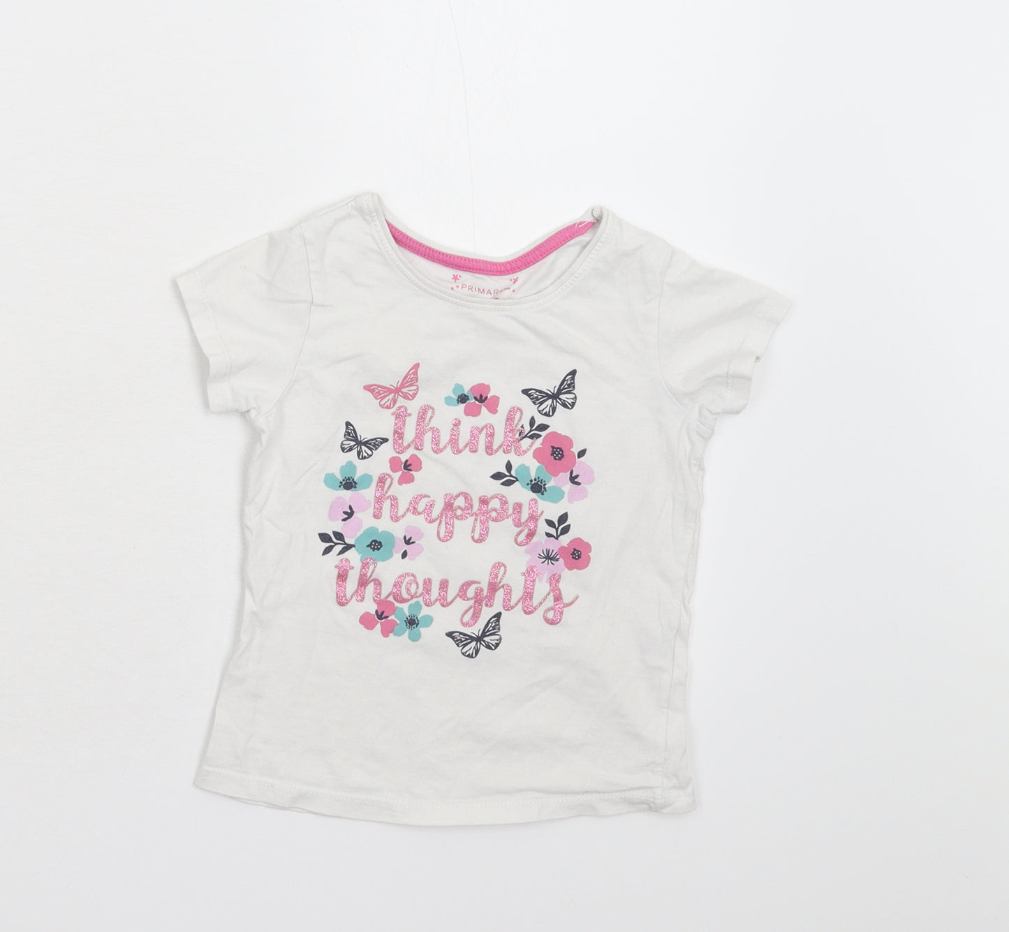 Primark Girls White   Basic T-Shirt Size 5-6 Years