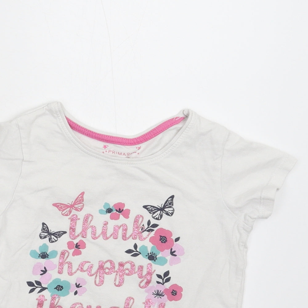 Primark Girls White   Basic T-Shirt Size 5-6 Years