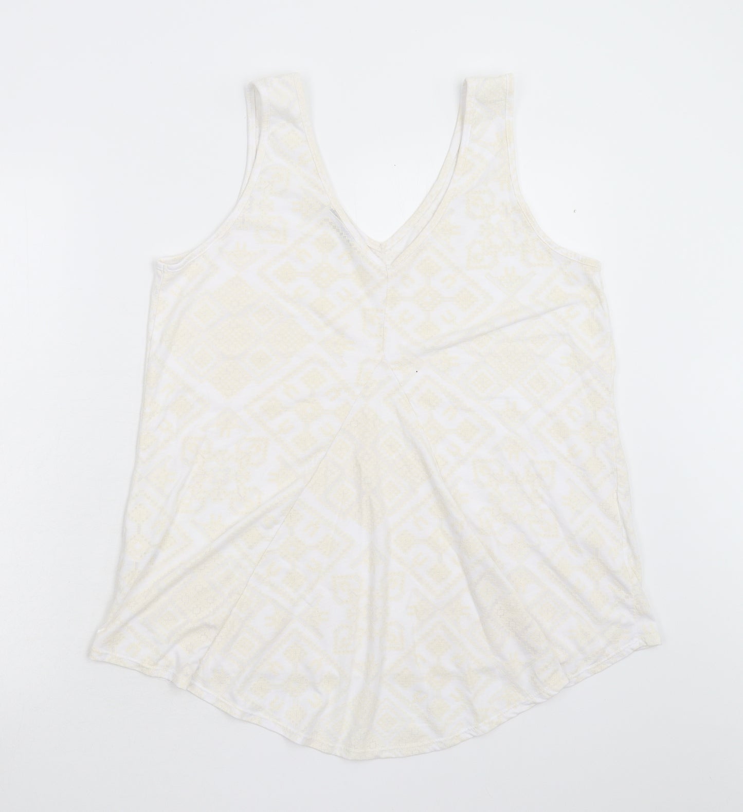 George Womens White Geometric  Basic Tank Size 18