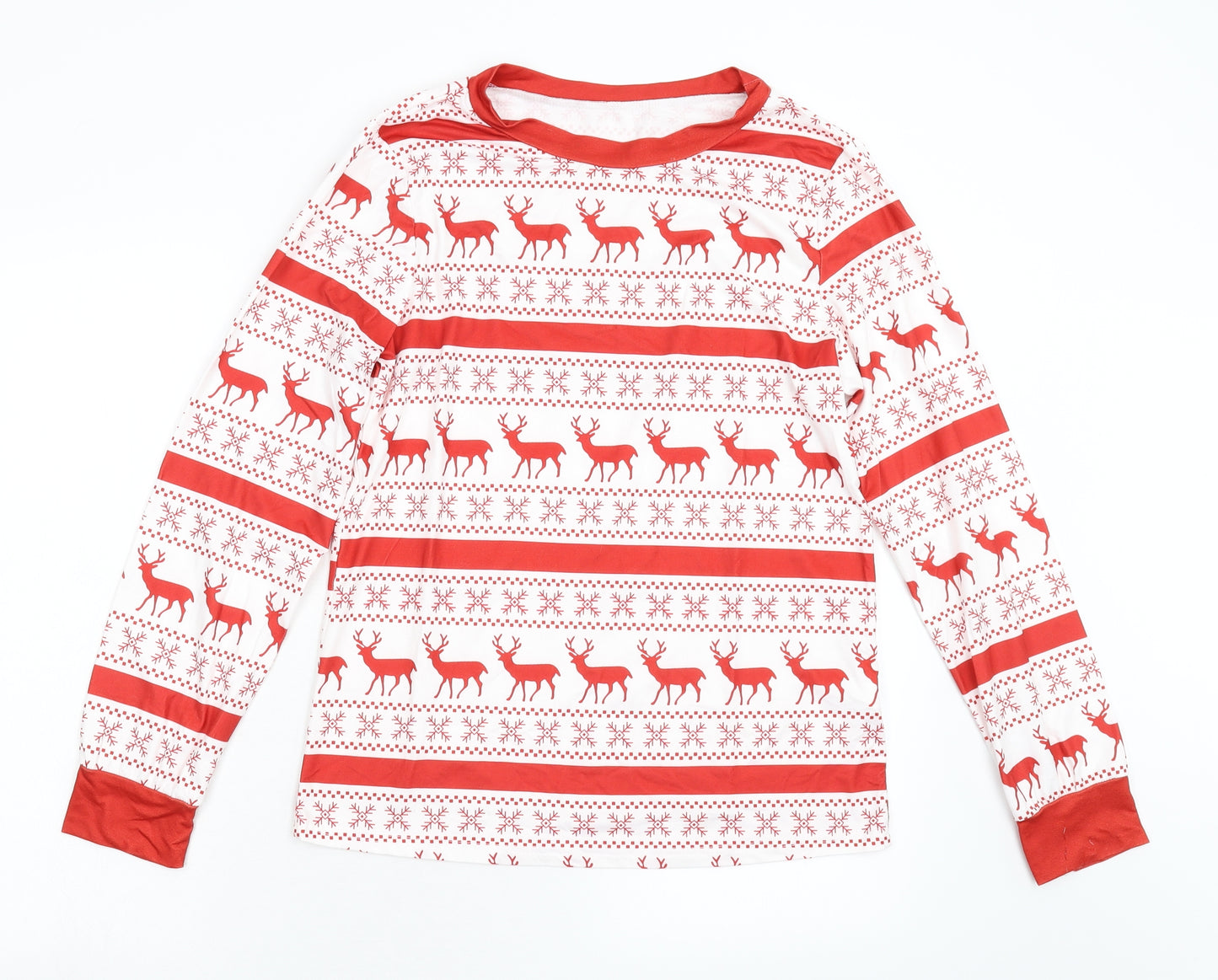 SheIn Womens Red Animal Print  Top Pyjama Top Size S  - Reindeer