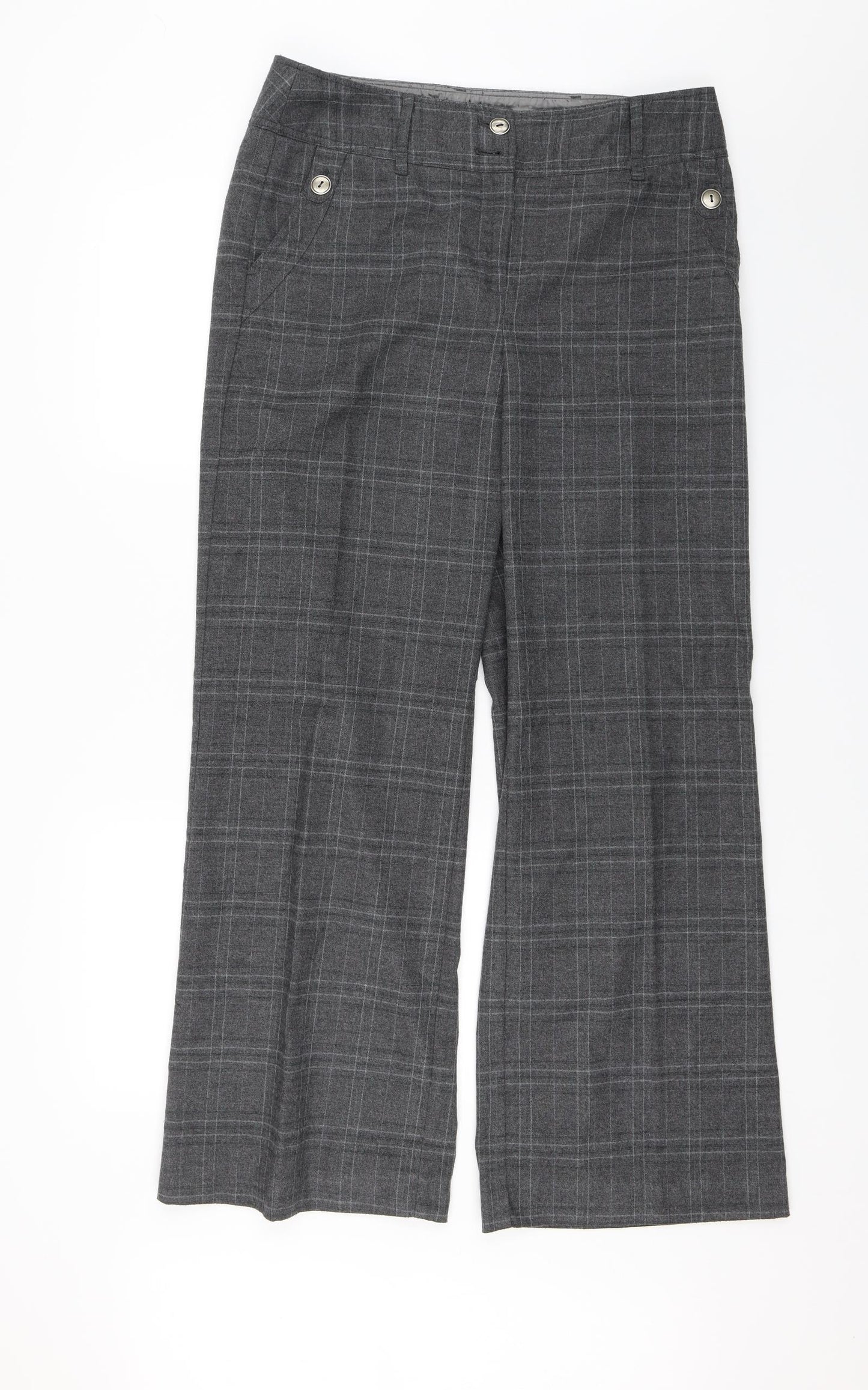 NEXT Womens Grey Plaid  Dress Pants Trousers Size 14 L28 in