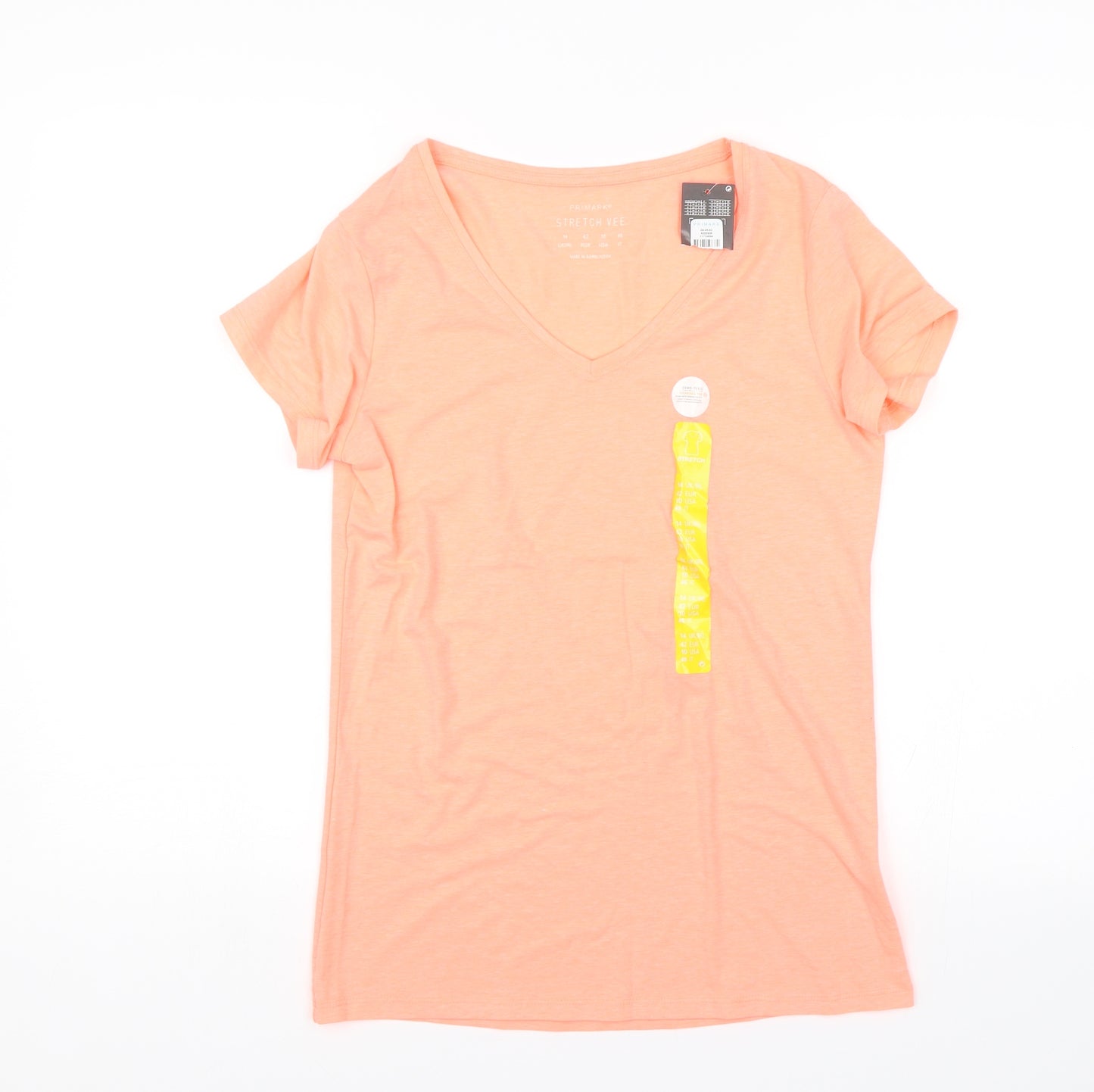 Primark Womens Orange   Basic T-Shirt Size 14  - Stretch