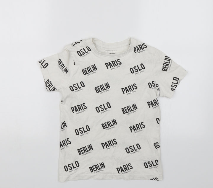 Primark Boys White   Basic T-Shirt Size 8-9 Years  - Paris Berlin Oslo