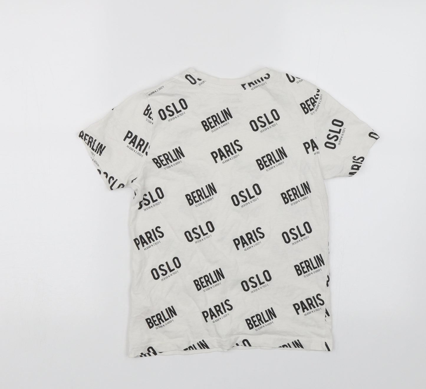 Primark Boys White   Basic T-Shirt Size 8-9 Years  - Paris Berlin Oslo