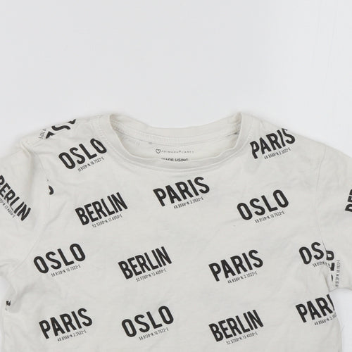 Primark Boys White   Basic T-Shirt Size 8-9 Years  - Paris Berlin Oslo