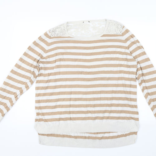 F&F Womens Brown Striped  Pullover Jumper Size 22