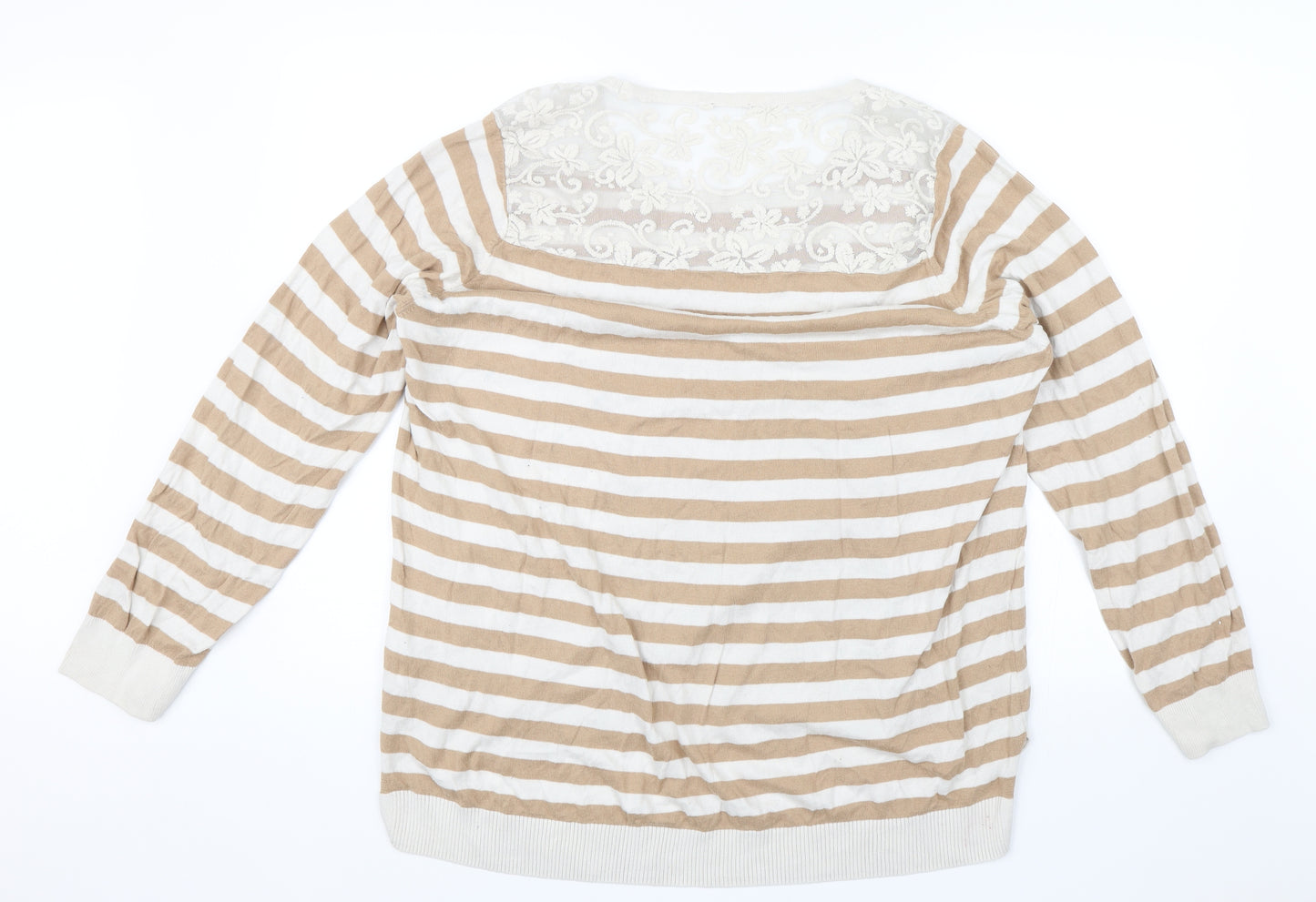 F&F Womens Brown Striped  Pullover Jumper Size 22