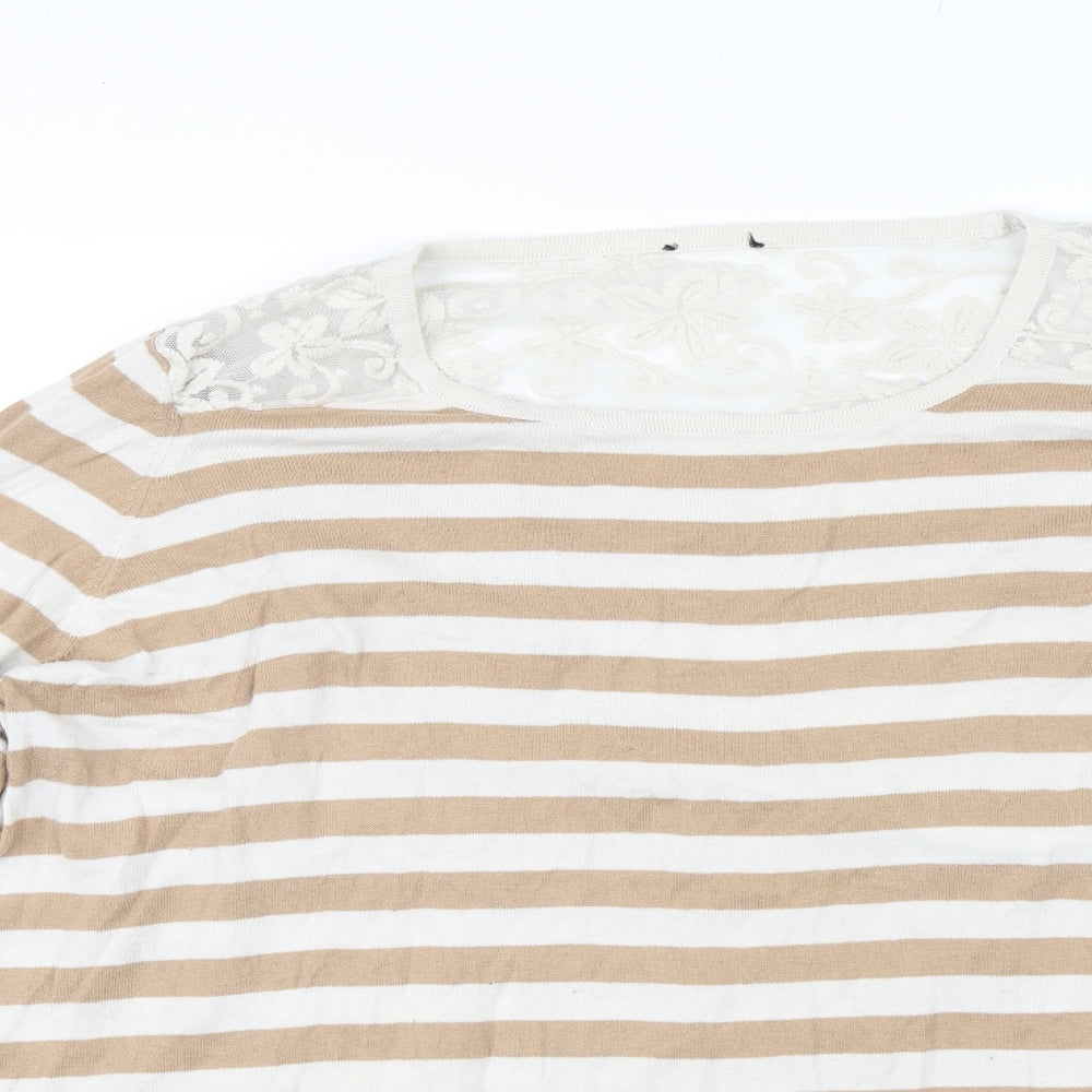 F&F Womens Brown Striped  Pullover Jumper Size 22