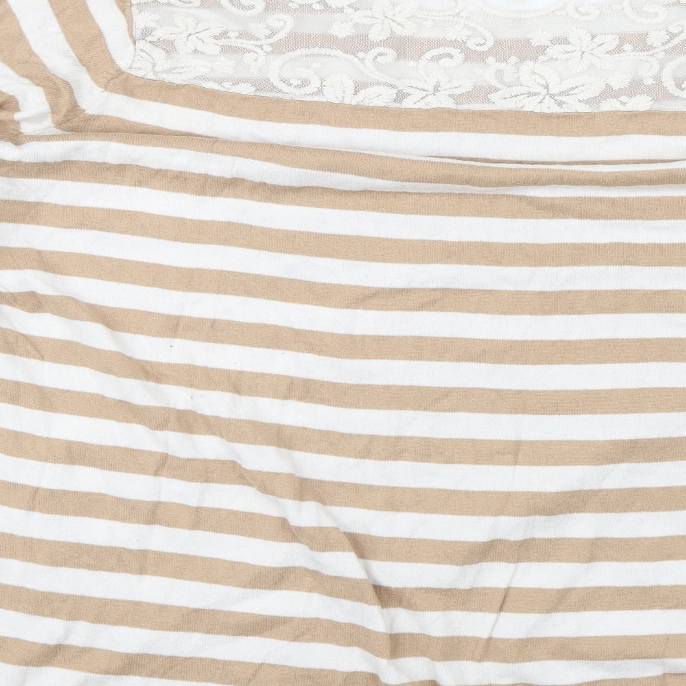 F&F Womens Brown Striped  Pullover Jumper Size 22