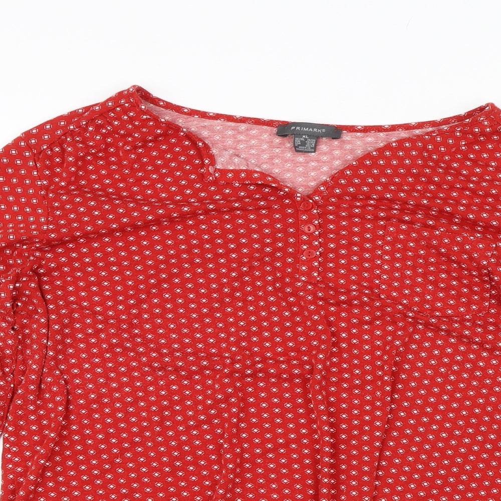 Primark Womens Red Geometric  Top Pyjama Top Size XL
