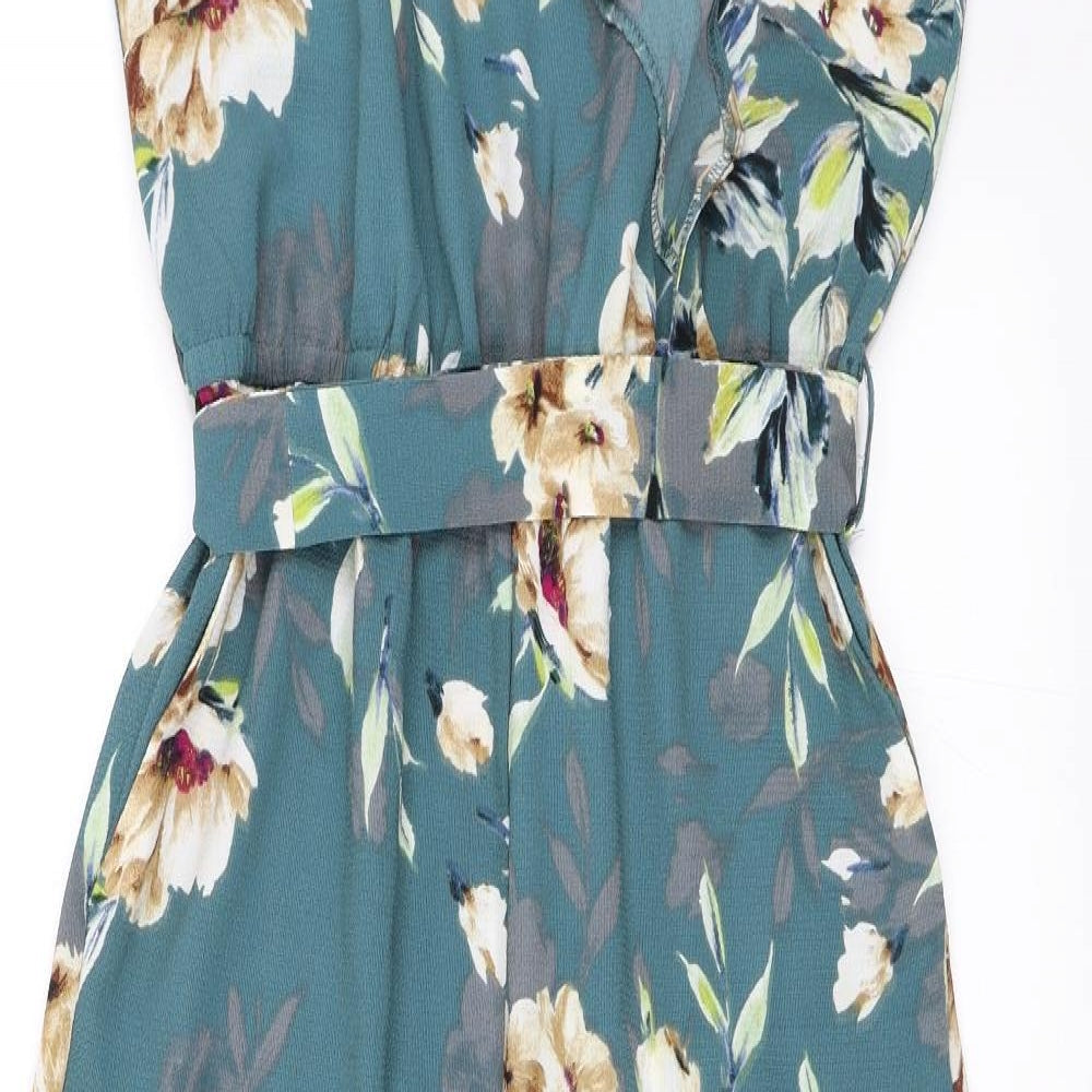 Peacocks Womens Green Floral  Jumpsuit One-Piece Size 12