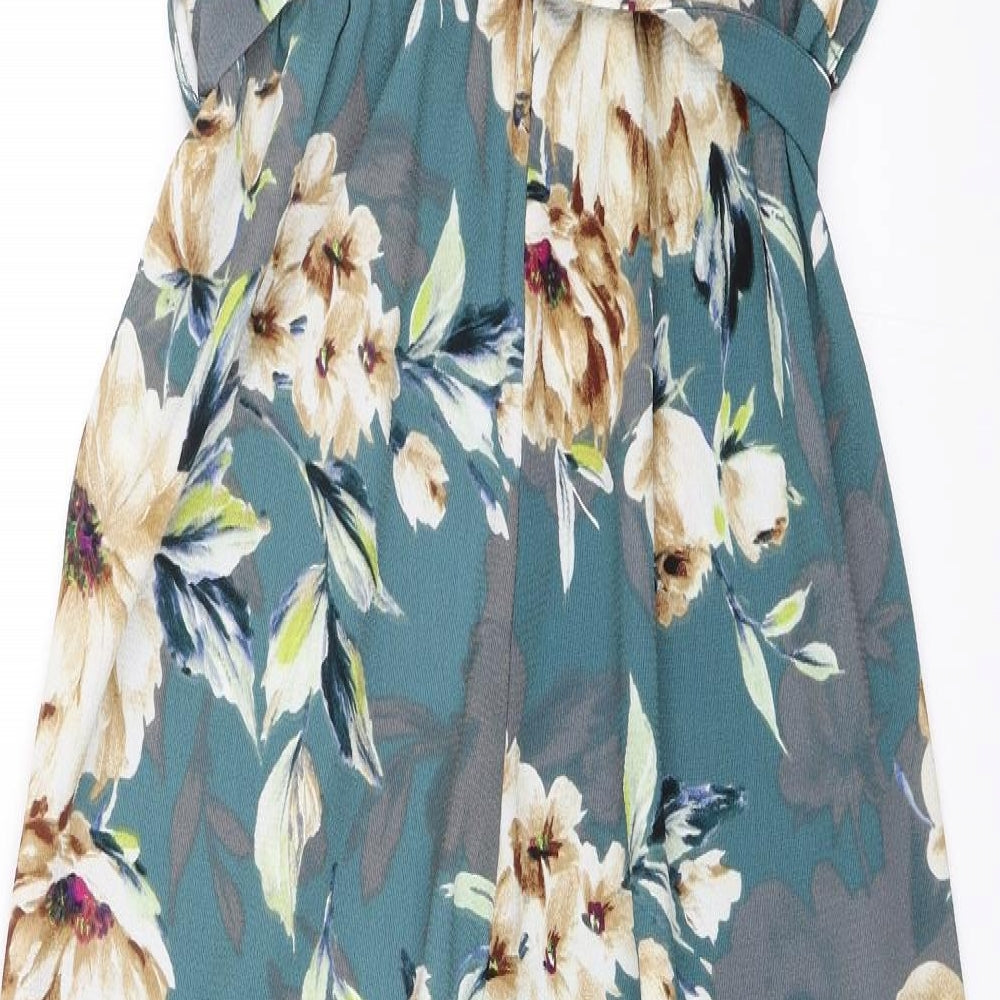 Peacocks Womens Green Floral  Jumpsuit One-Piece Size 12