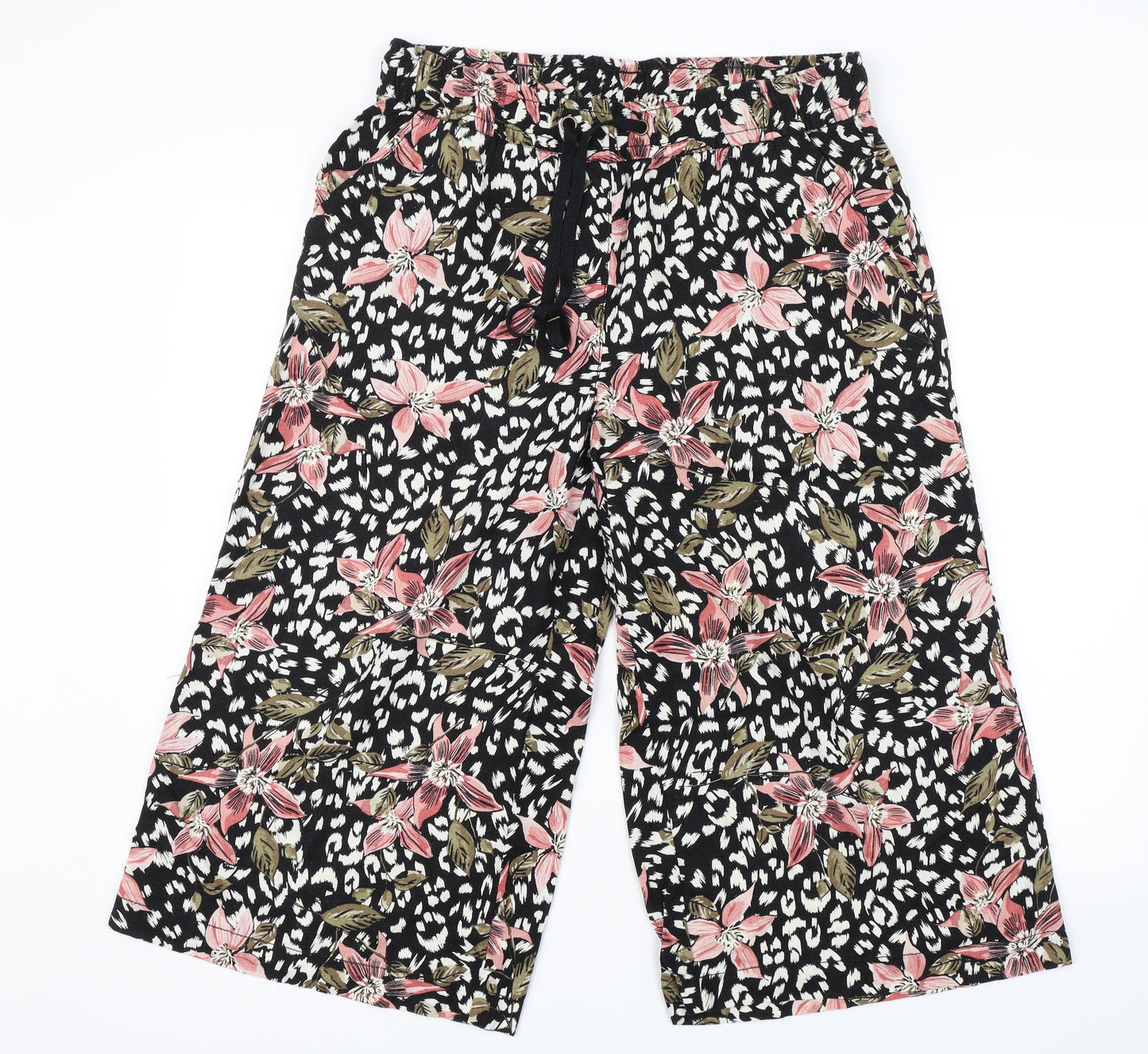 George Womens Black Floral  Culotte Shorts Size 12
