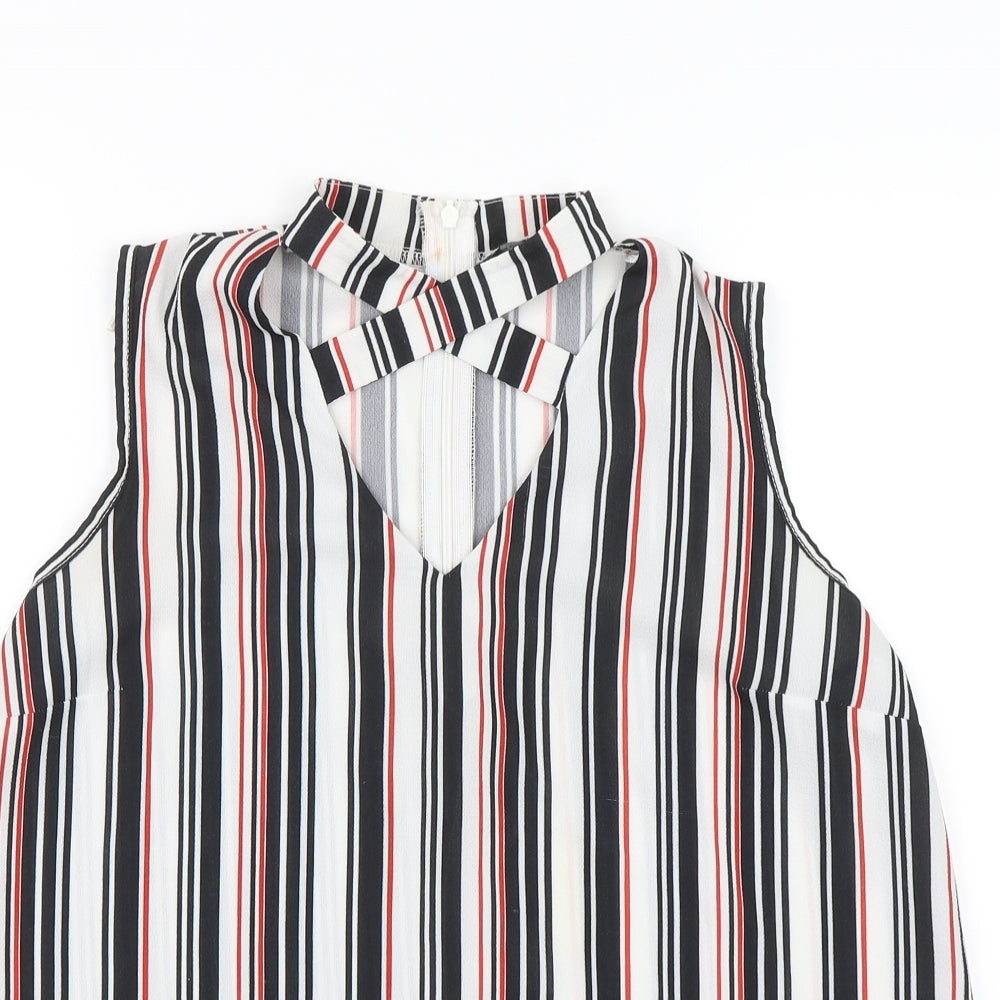 Select Womens Black Striped  Basic Blouse Size 12
