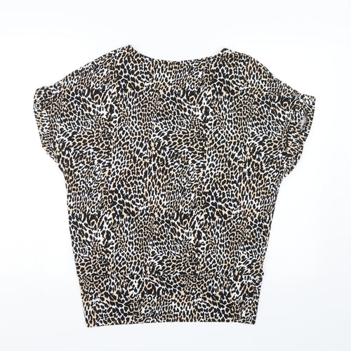 F&F Womens Black Animal Print  Basic Blouse Size 10