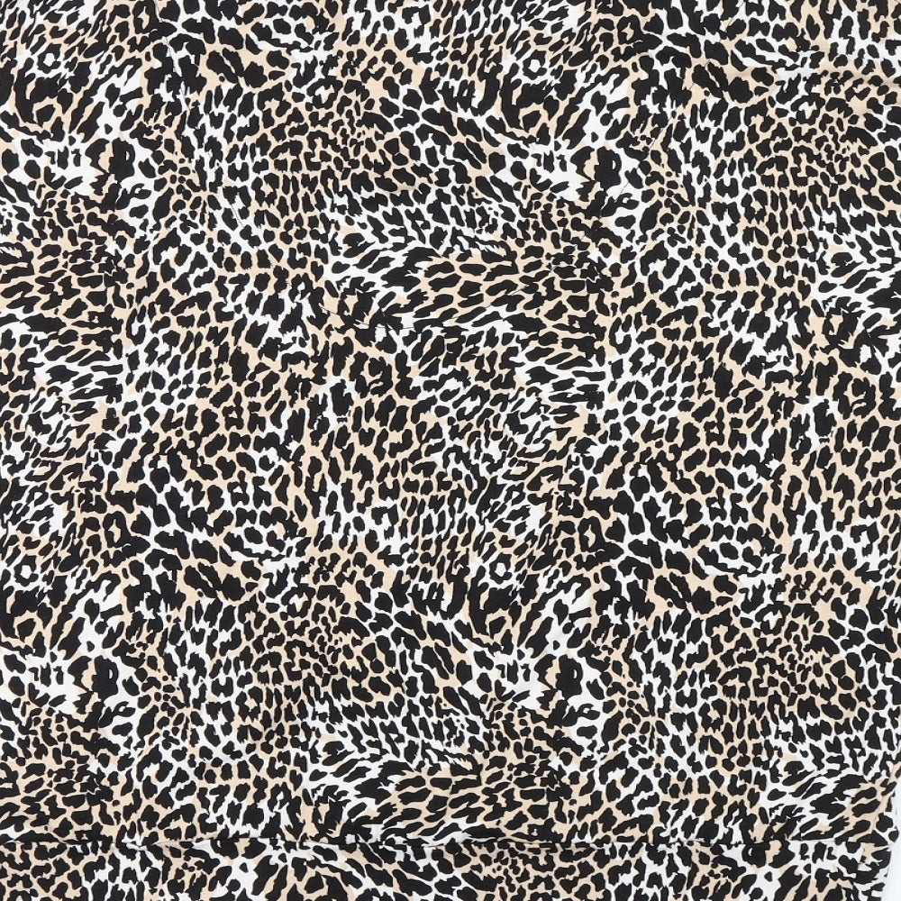 F&F Womens Black Animal Print  Basic Blouse Size 10