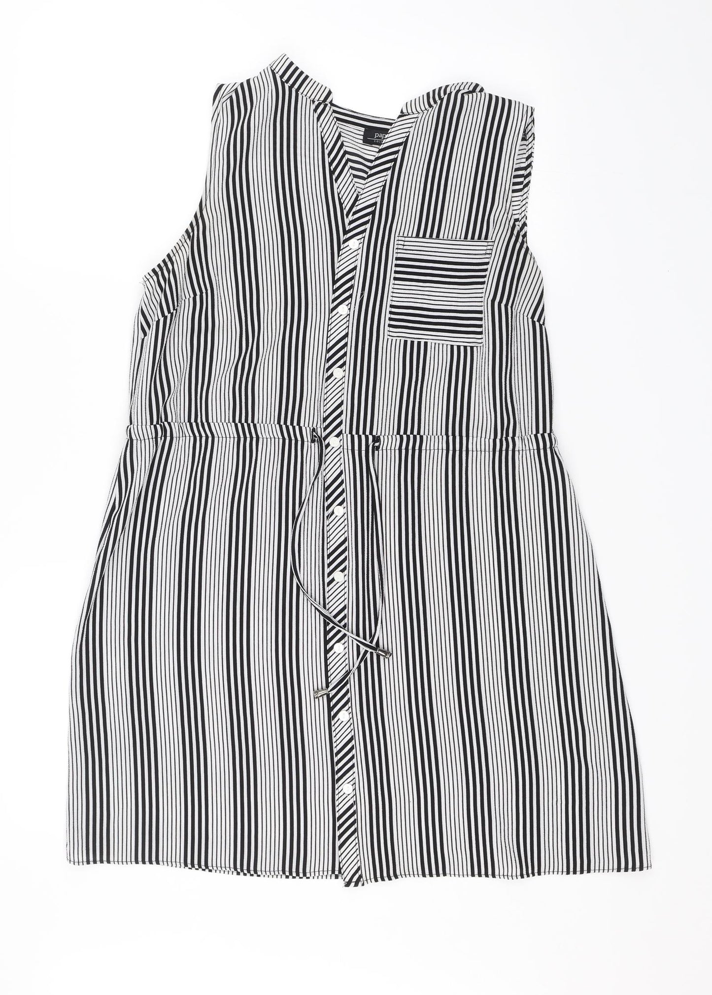 Papaya Womens Black Striped  Shirt Dress  Size 12