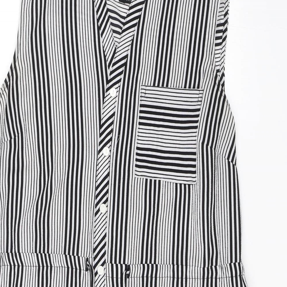 Papaya Womens Black Striped  Shirt Dress  Size 12