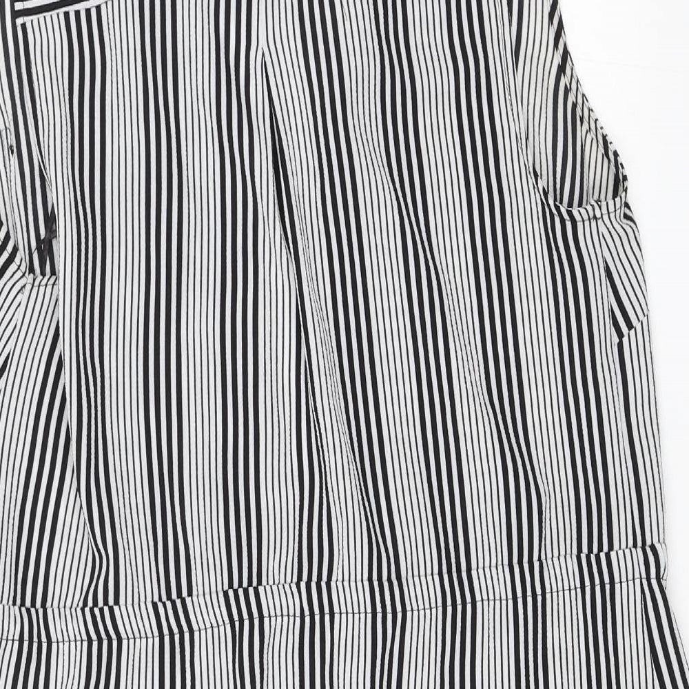Papaya Womens Black Striped  Shirt Dress  Size 12