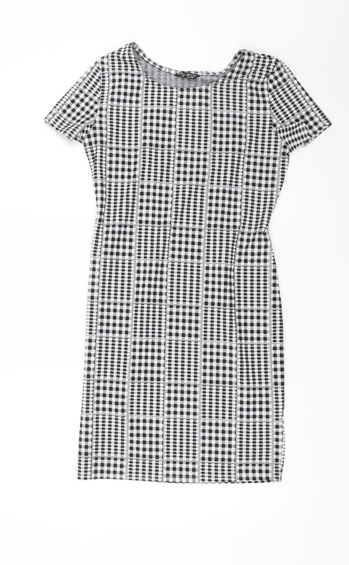 Select Womens Black Plaid Shift Size 10