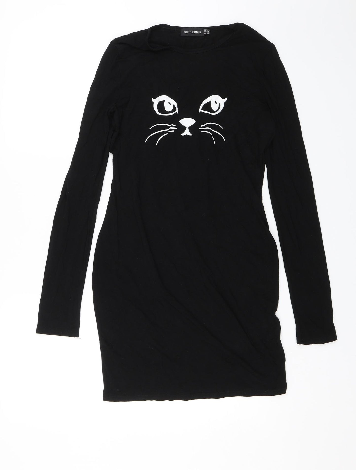 PRETTYLITTLETHING Womens Black   T-Shirt Dress  Size 12