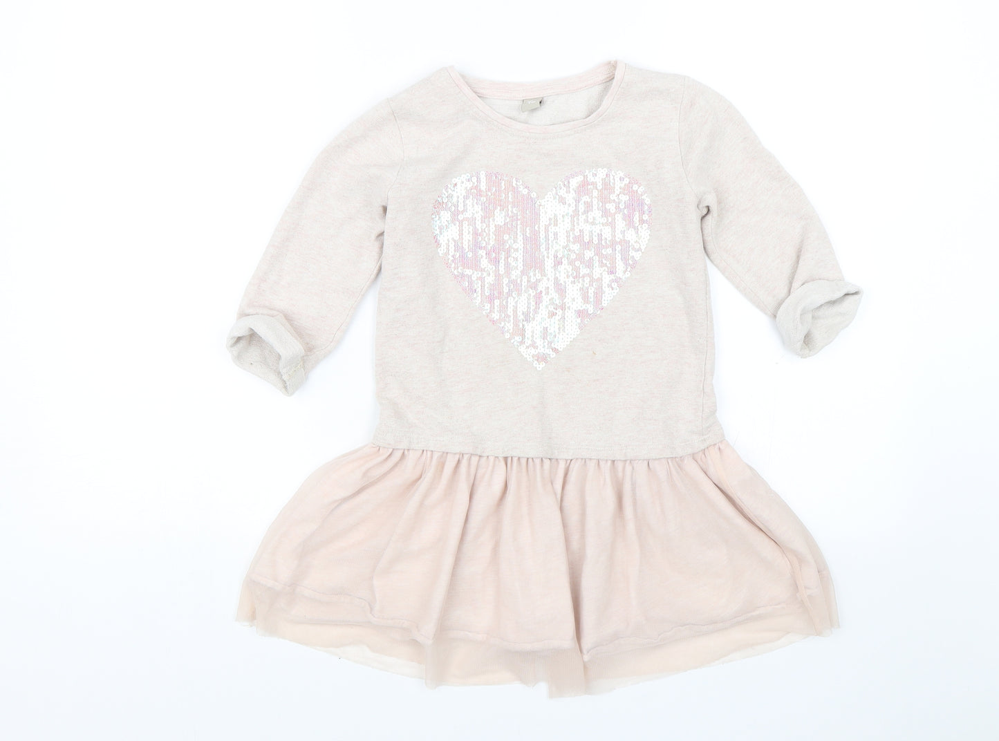 TU Girls Pink   Jumper Dress  Size 8 Years  - Heart