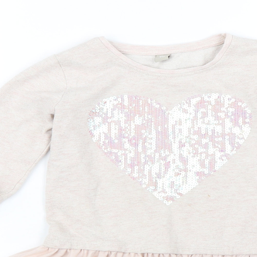 TU Girls Pink   Jumper Dress  Size 8 Years  - Heart