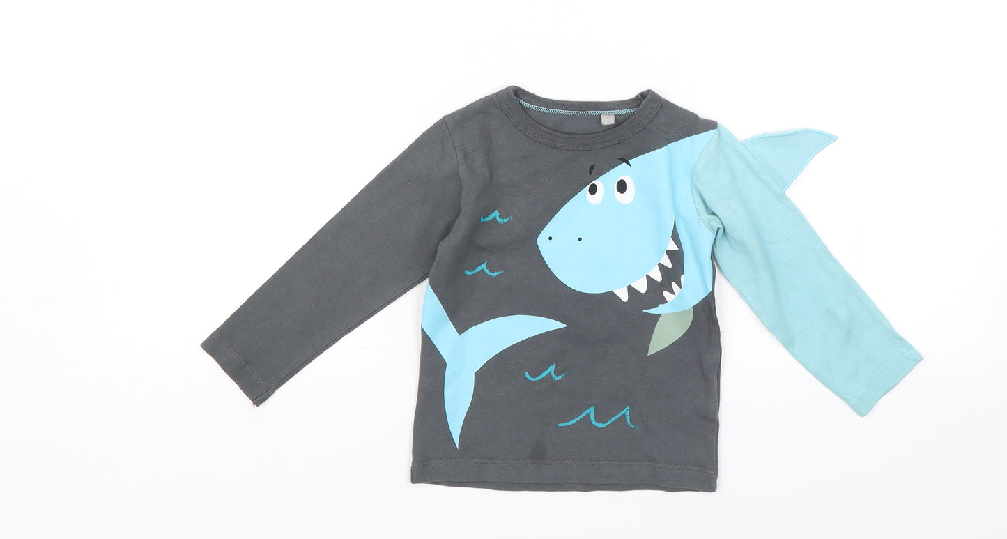 Blue Zoo Baby Blue   Basic T-Shirt Size 12-18 Months  - Shark
