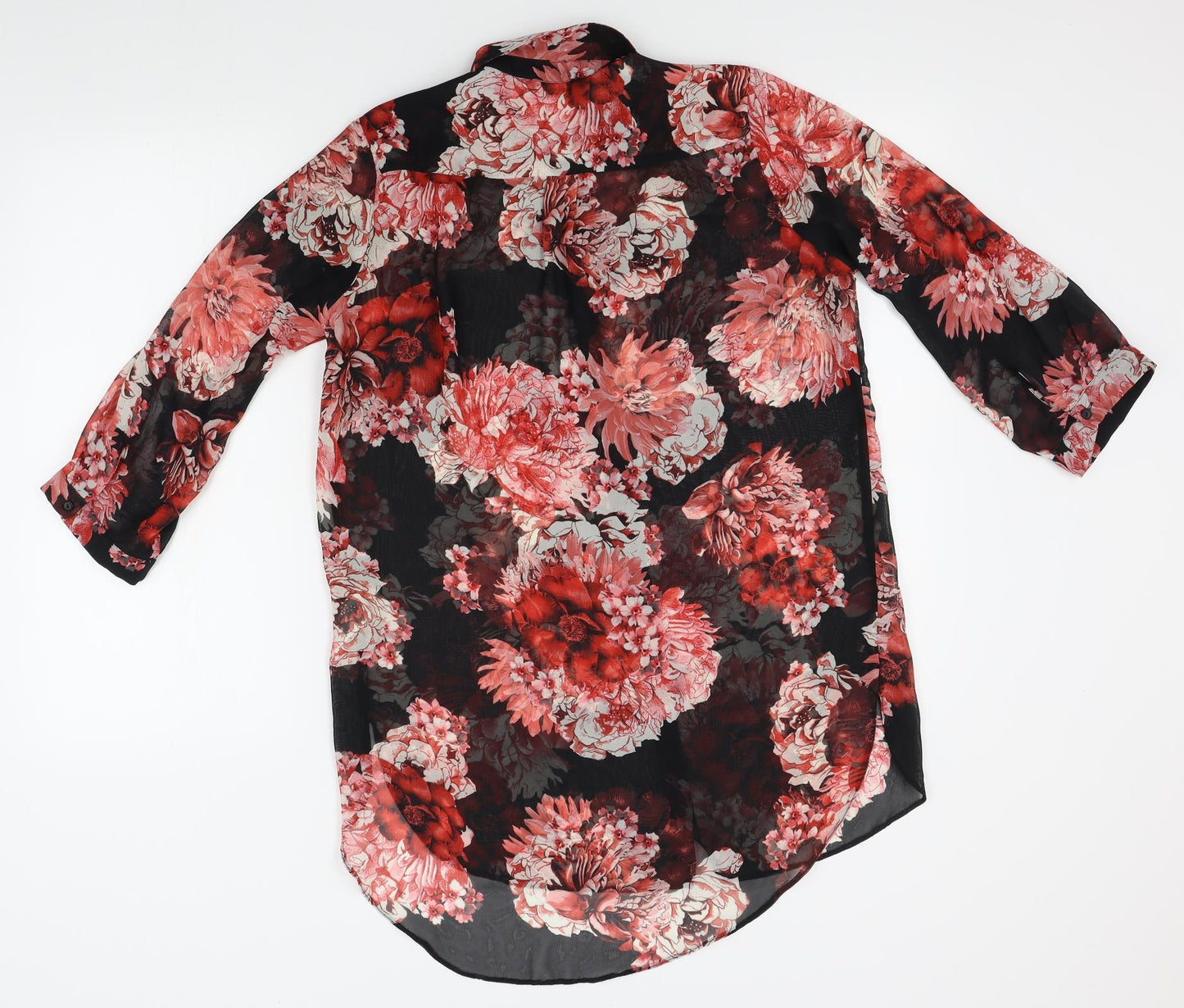 Dorothy Perkins Womens Black Floral  Basic Button-Up Size 12