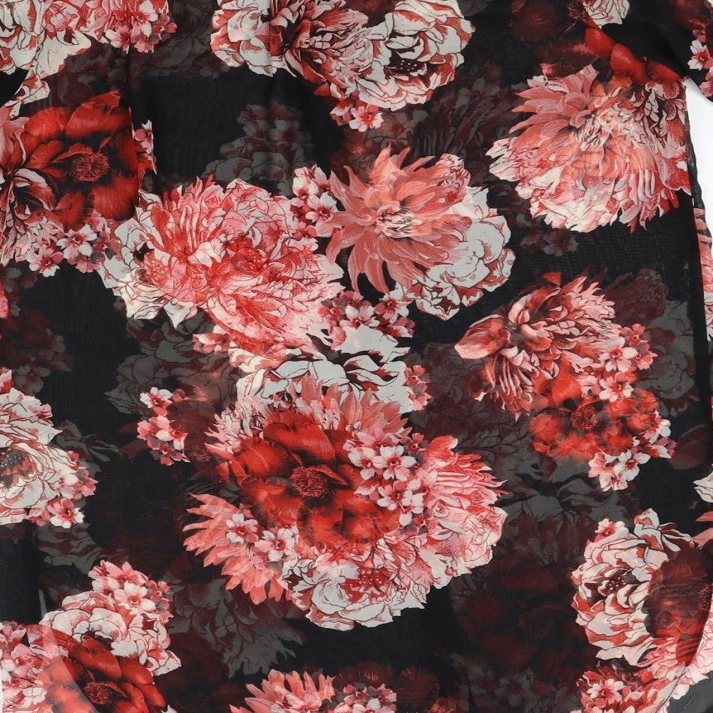 Dorothy Perkins Womens Black Floral  Basic Button-Up Size 12