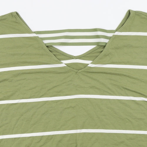F&F Womens Green Striped  Basic T-Shirt Size 22