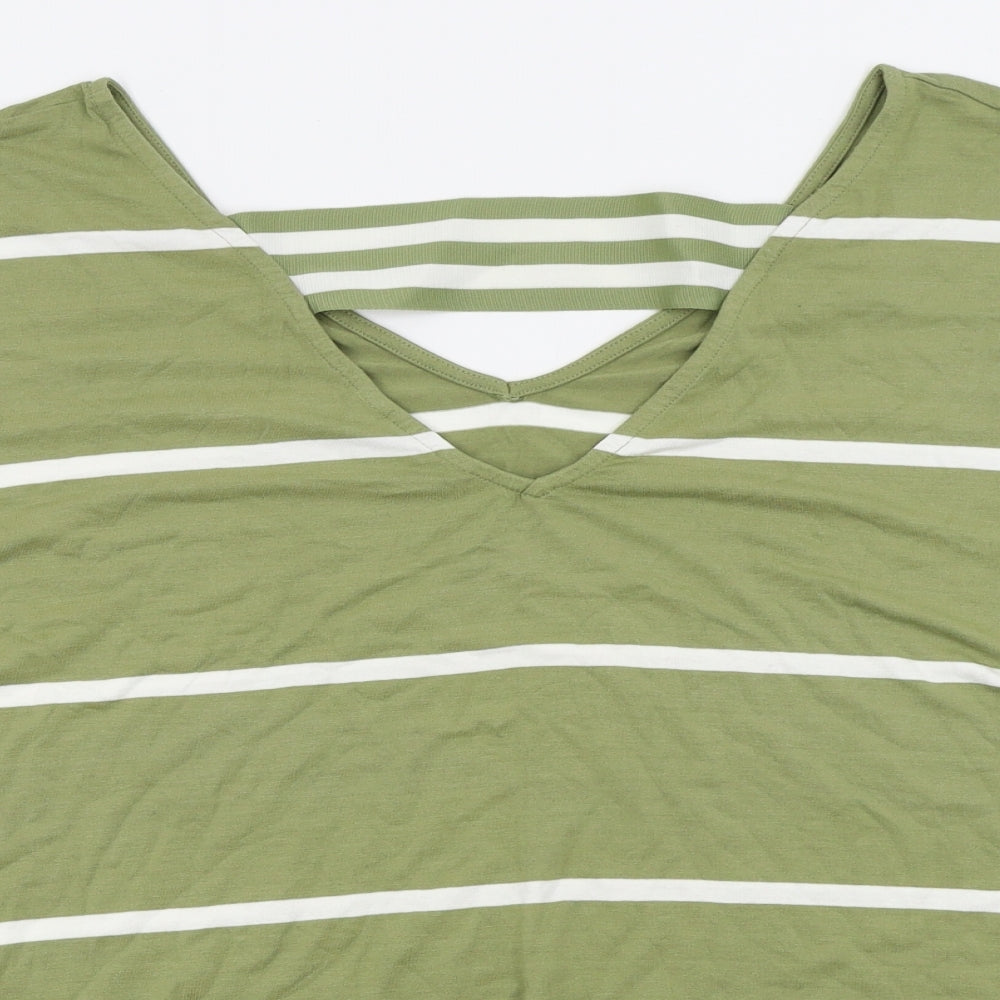 F&F Womens Green Striped  Basic T-Shirt Size 22