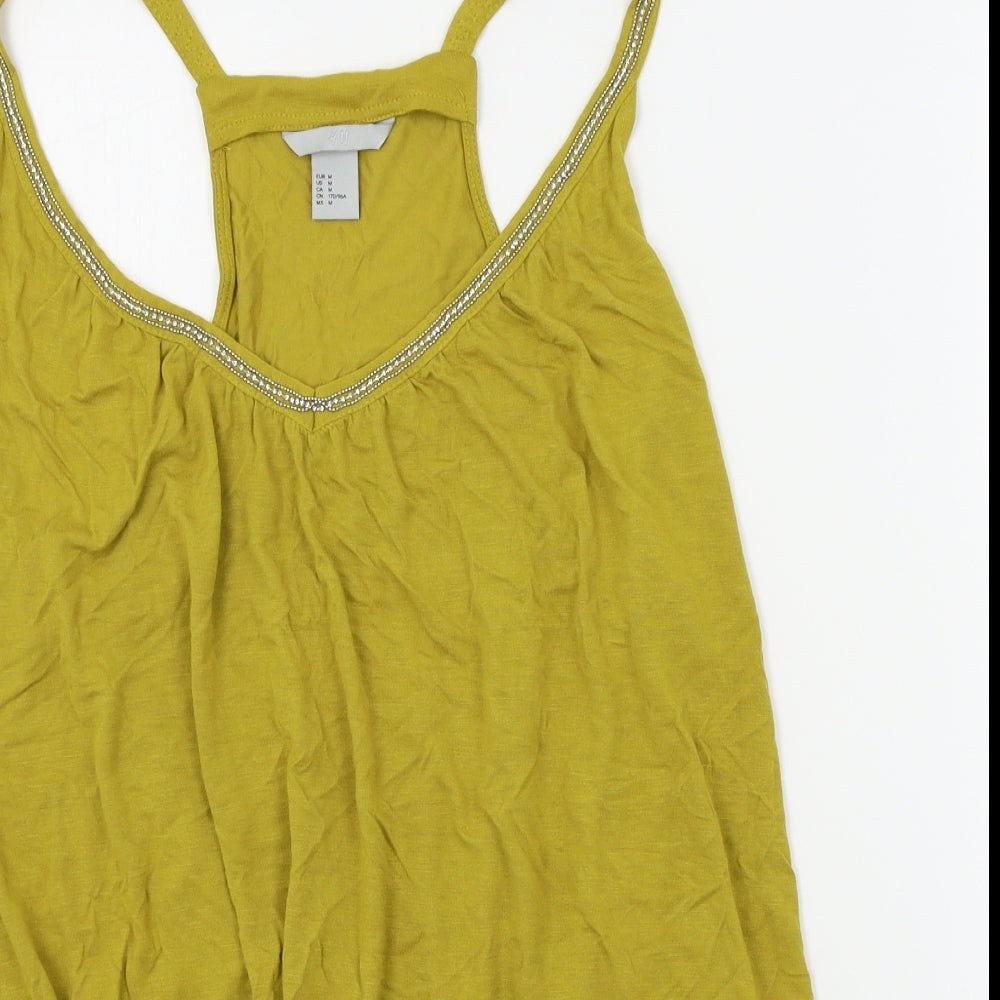 H&M Womens Yellow   Basic Tank Size M  - loose fitting, embellished on straps