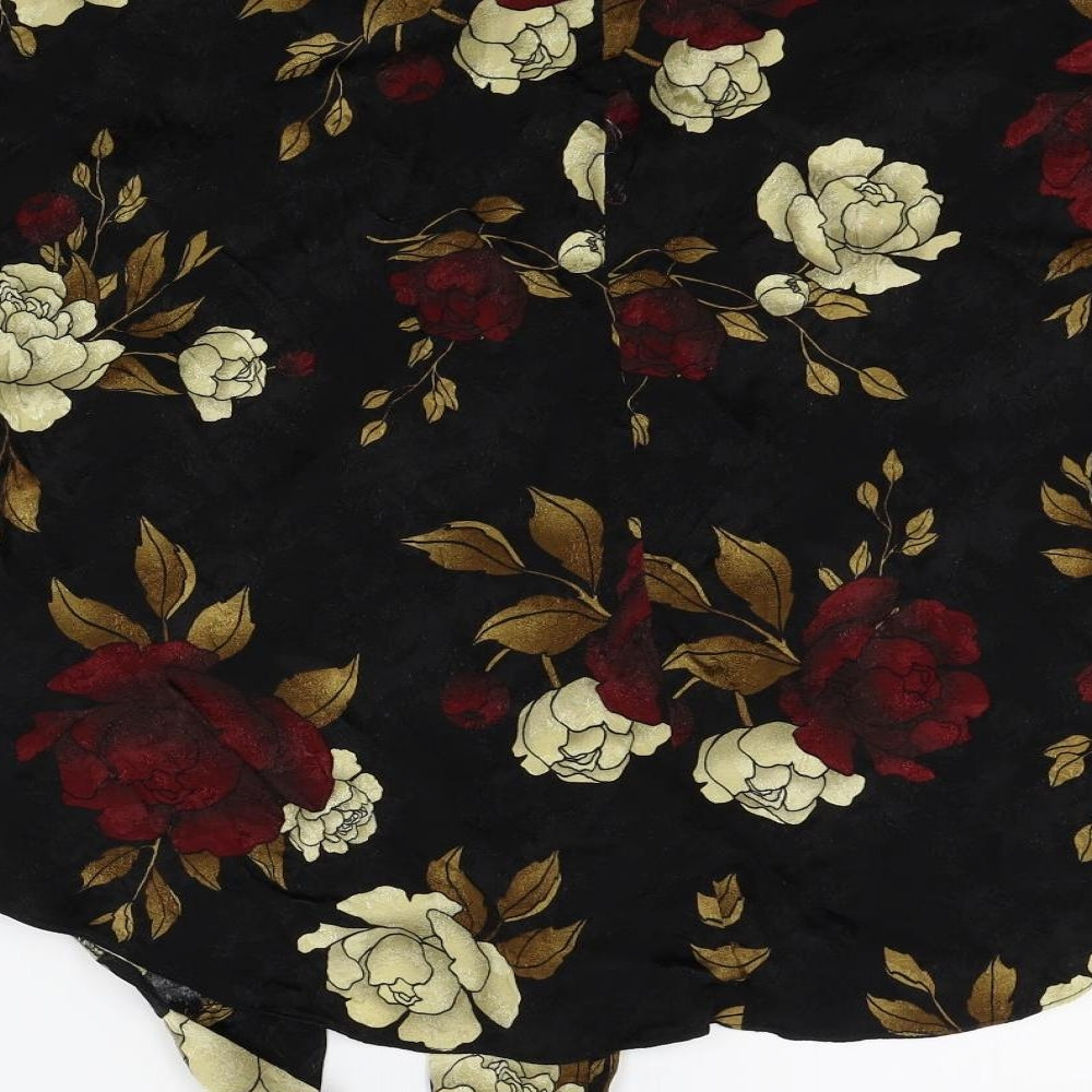 F&F Womens Black Floral  Basic Blouse Size 12