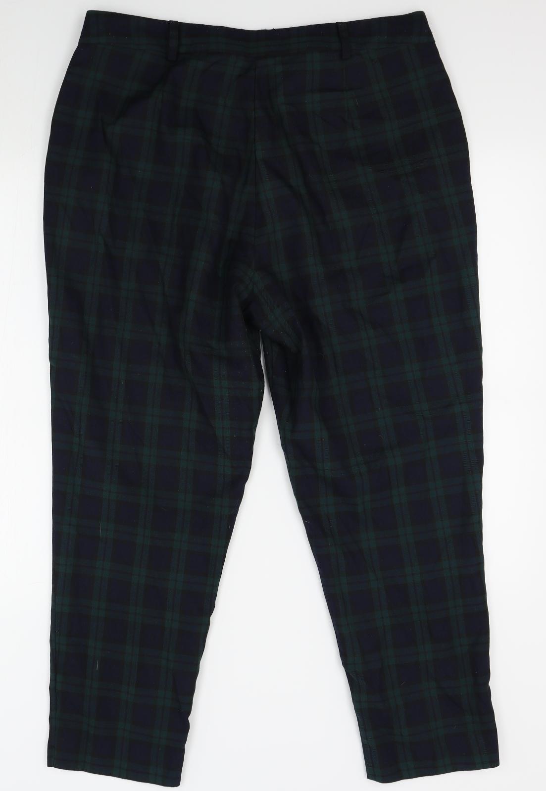 F&F Womens Green Plaid  Trousers  Size 16 L26 in