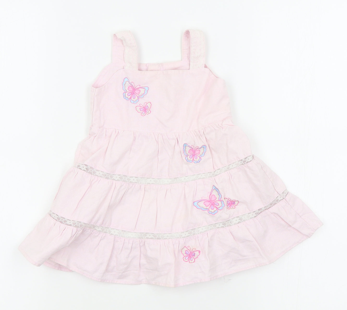 minibasix Girls Pink   Pinafore/Dungaree Dress  Size 9-12 Months