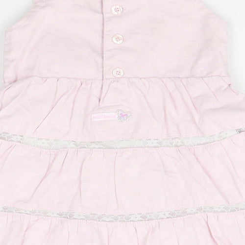 minibasix Girls Pink   Pinafore/Dungaree Dress  Size 9-12 Months
