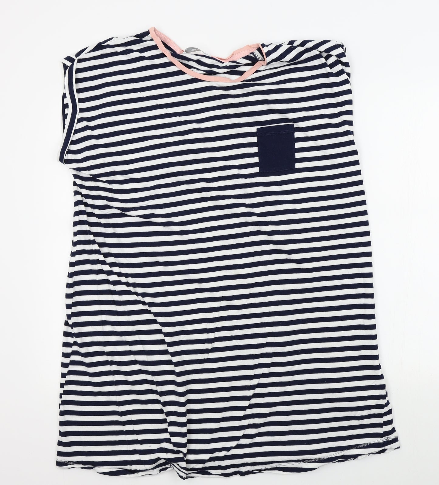 M&S Womens White Striped   Nightshirt Size 22