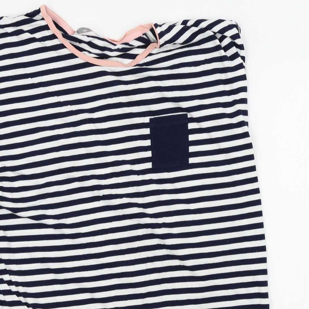 M&S Womens White Striped   Nightshirt Size 22